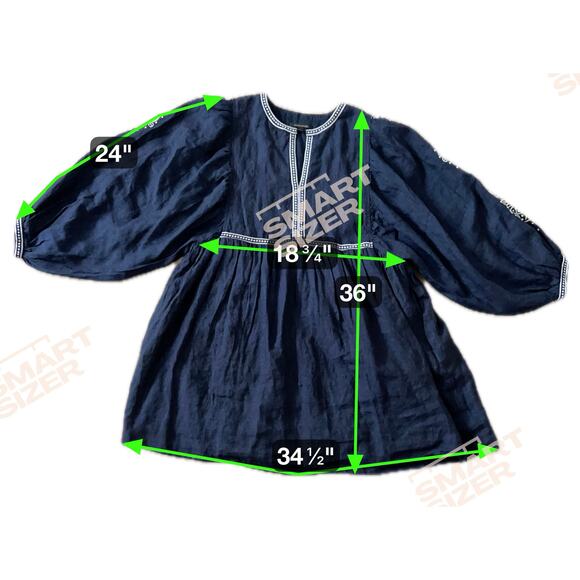 BANANA REPUBLIC Yara Embroidered Linen Mini Dress L Large Parachute Sleeve - Picture 8 of 11